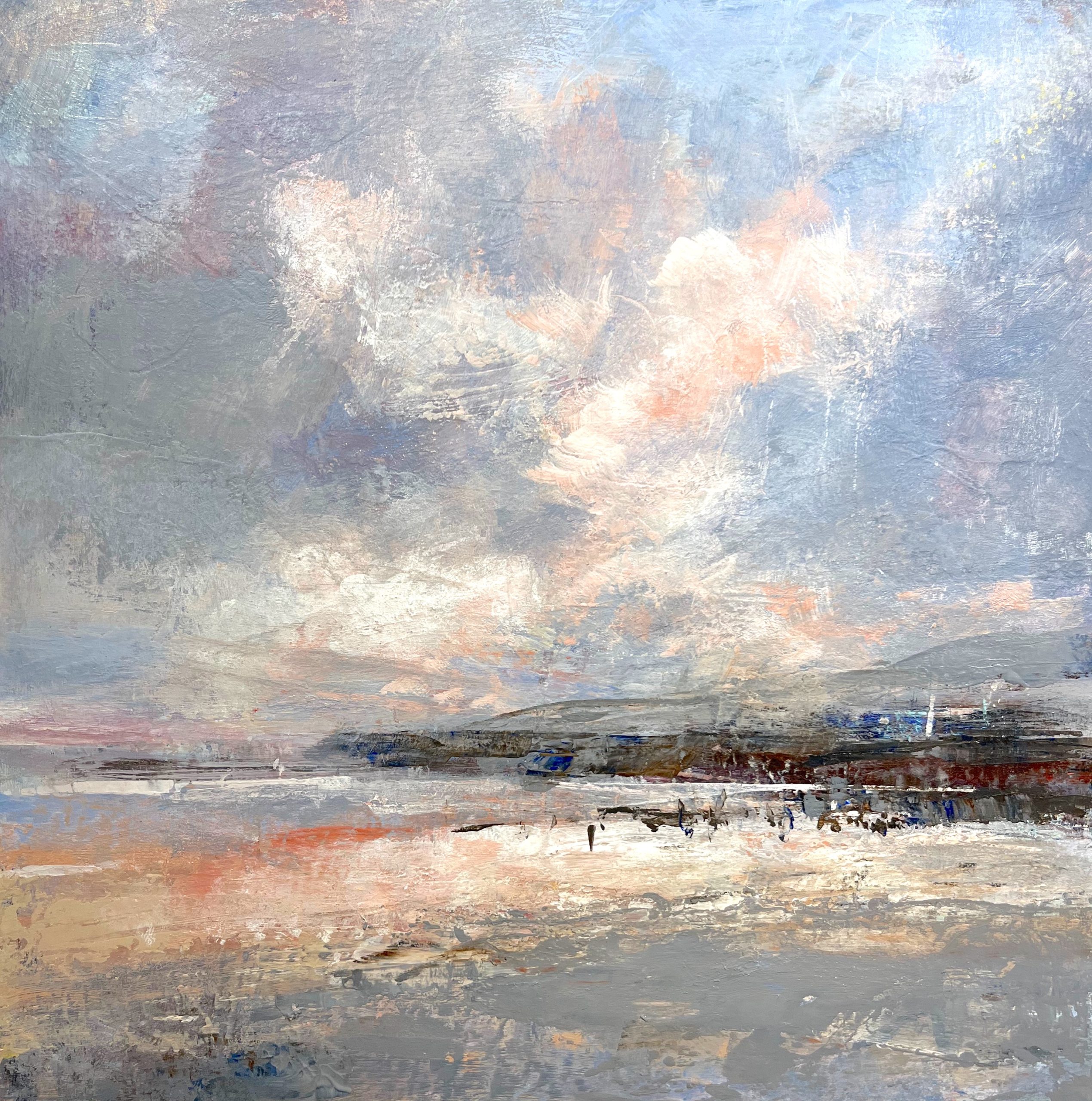 seascape in pinks and blues