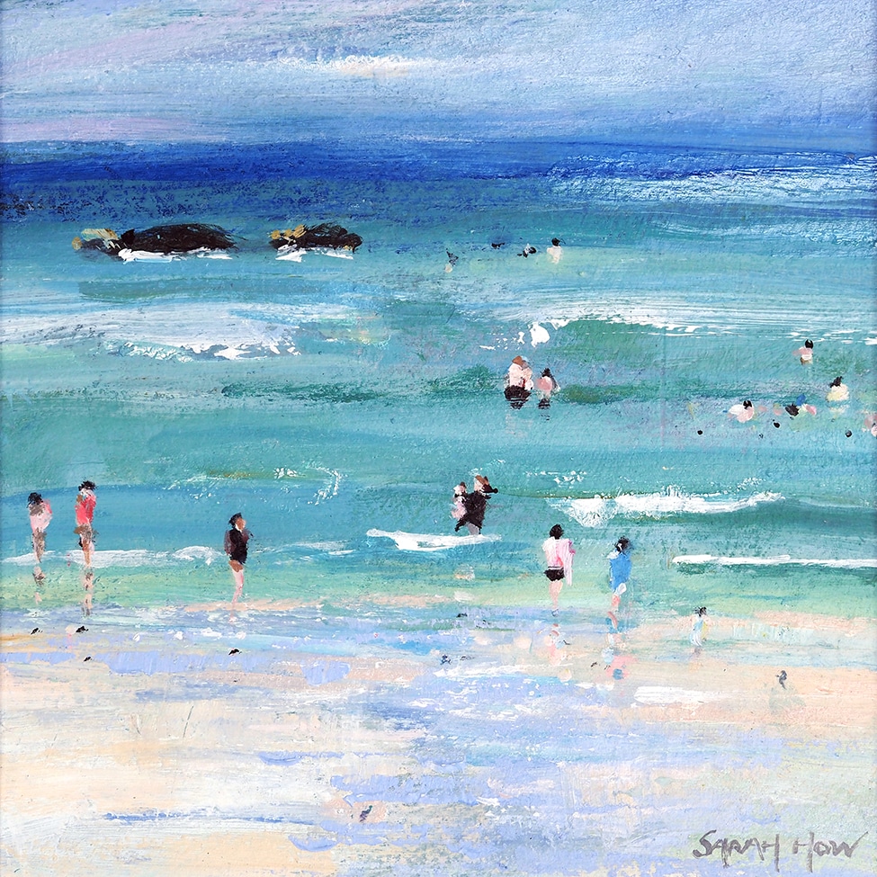 Sea Bathers Swimming Figures on a Beach
